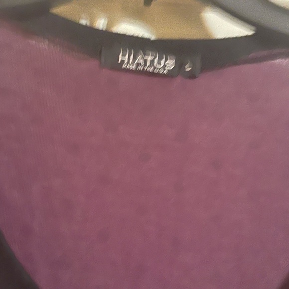 Hiatus purple polka dot top. Size large. Tie in back.  Good shape - Picture 2 of 4